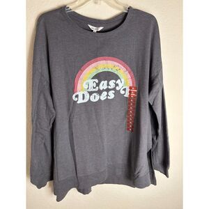 WildFox “Easy Does It” Statement Sweatshirt in Charcoal Women’s XL NWT